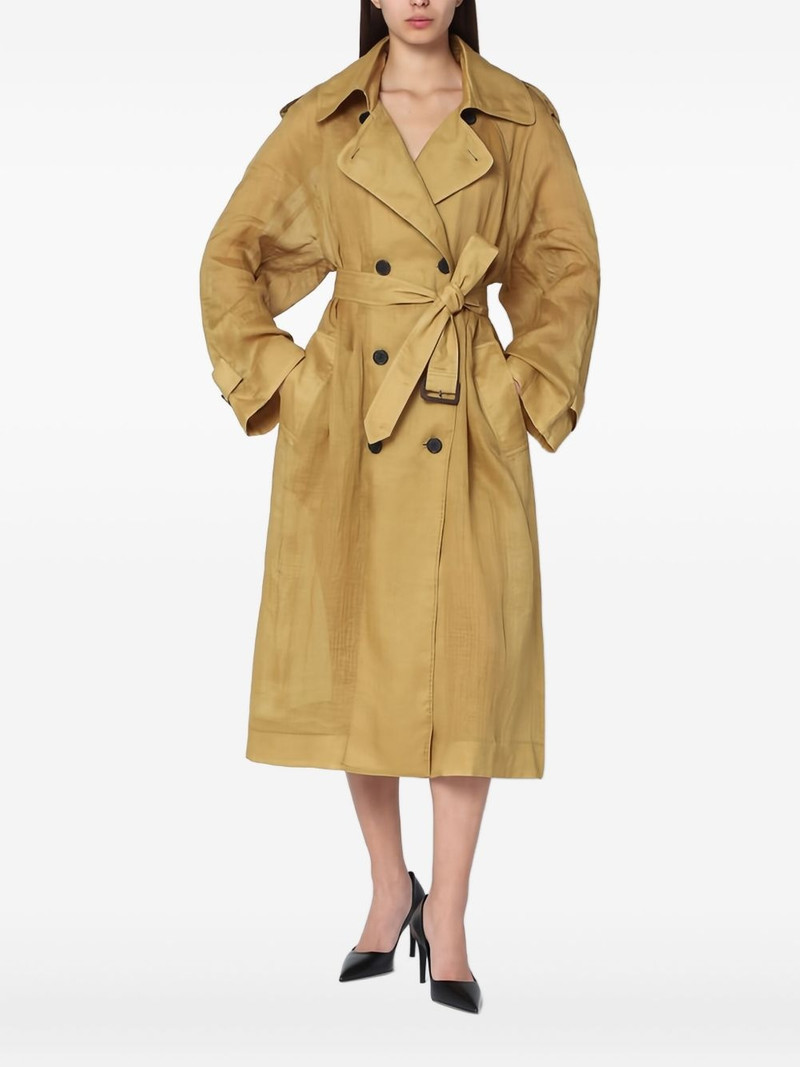 double-breasted belted trench coat 1