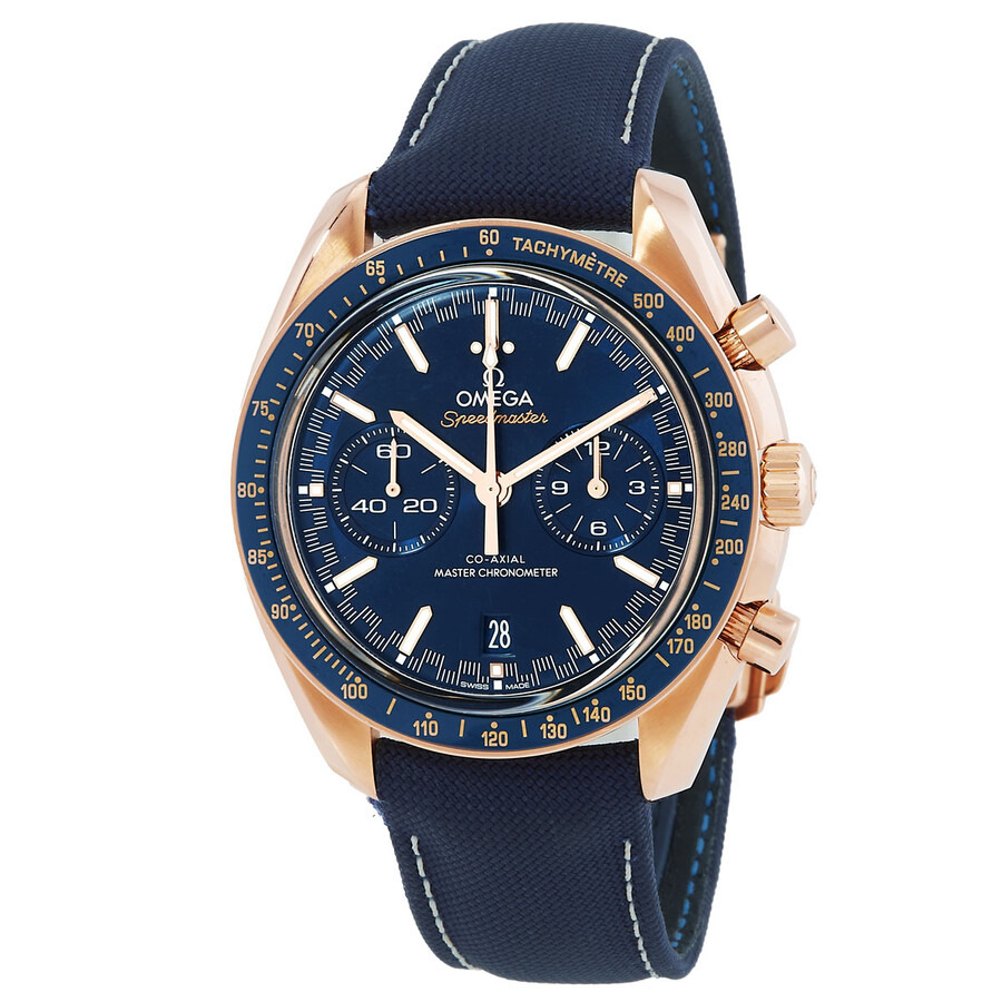 Pre-owned Omega Speedmaster Racing Chronograph Automatic 18kt Sedna Gold Blue Dial Men's Watch 329.5 - 1