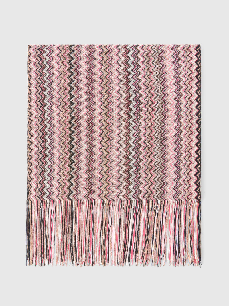 Viscose and cotton zigzag scarf with fringes 1