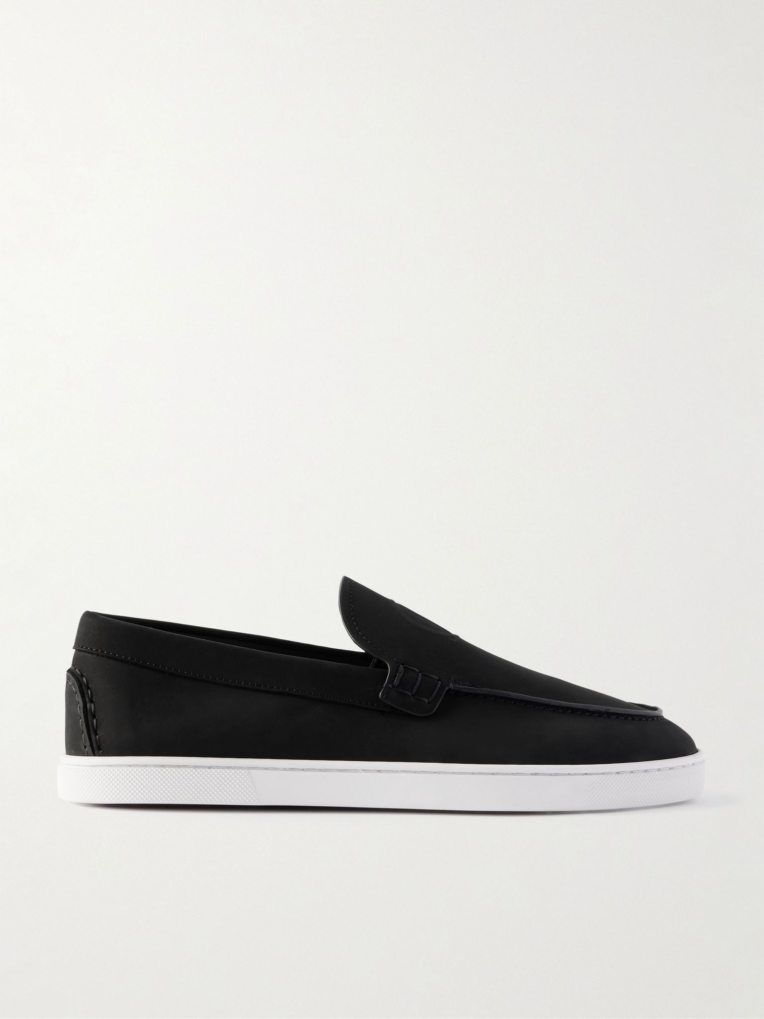 Moonboat Logo-Embossed Nubuck Loafers Black - 1