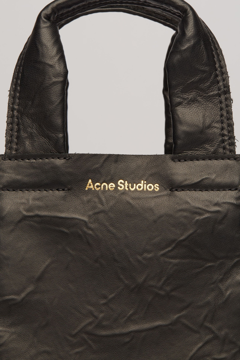 Mini leather tote bag black 6