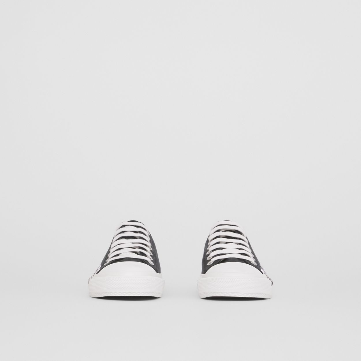 Logo Print Check Cotton Sneakers - 5