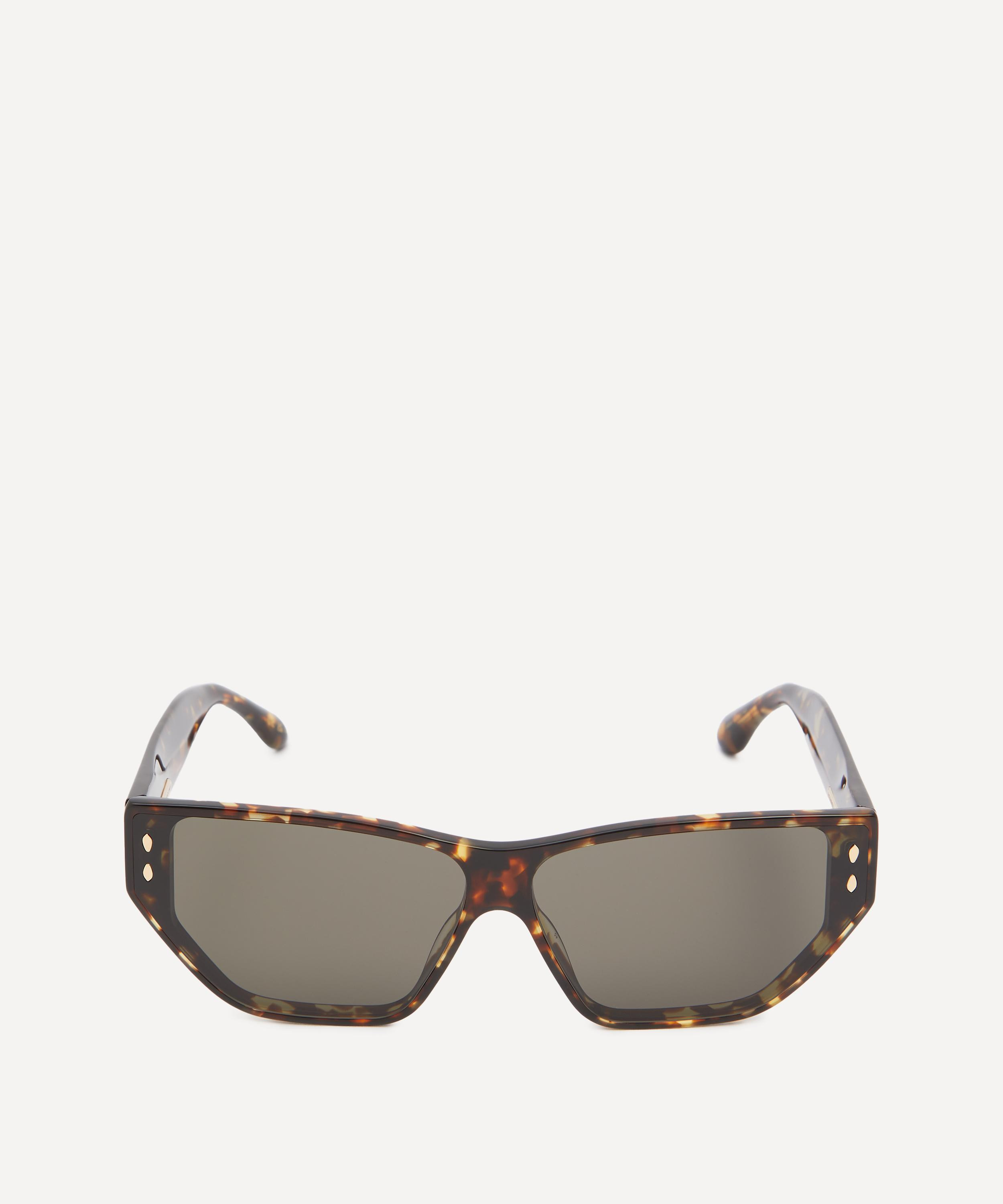 Acetate Rectangular Cat Eye Havana Sunglasses - 1