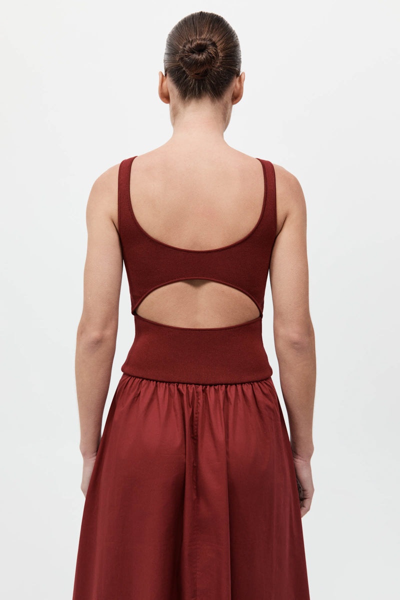 Bateau Cut Out Dress - Berry - 8