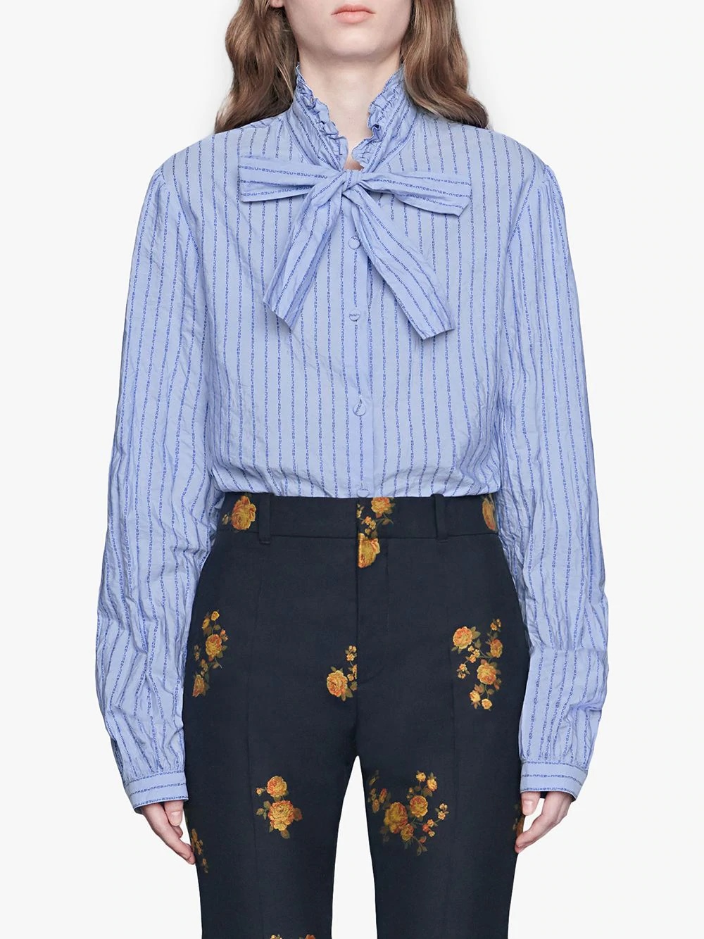 Cotton shirt with Gucci pinstripe - 3