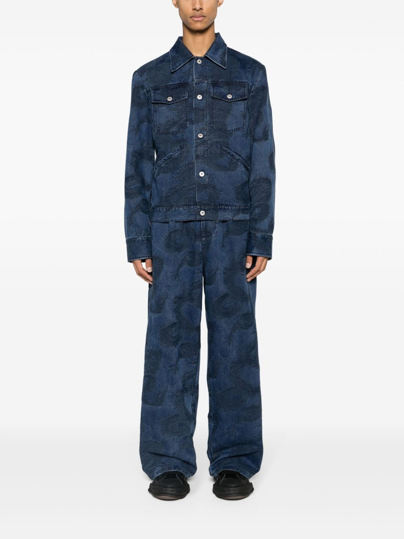 FENG CHEN WANG Dragon-jacquard wide-leg jeans outlook