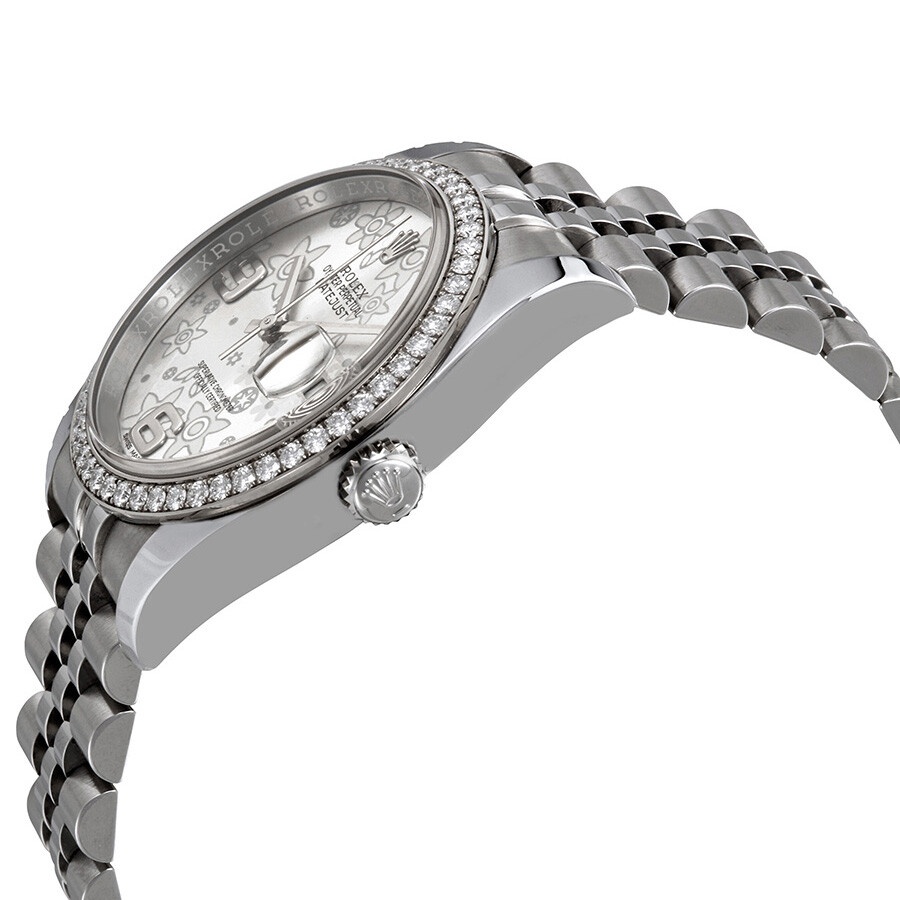 Rolex Oyster Perpetual Datejust 36 Silver Floral Dial Stainless Steel Jubilee Bracelet Automatic Lad - 2