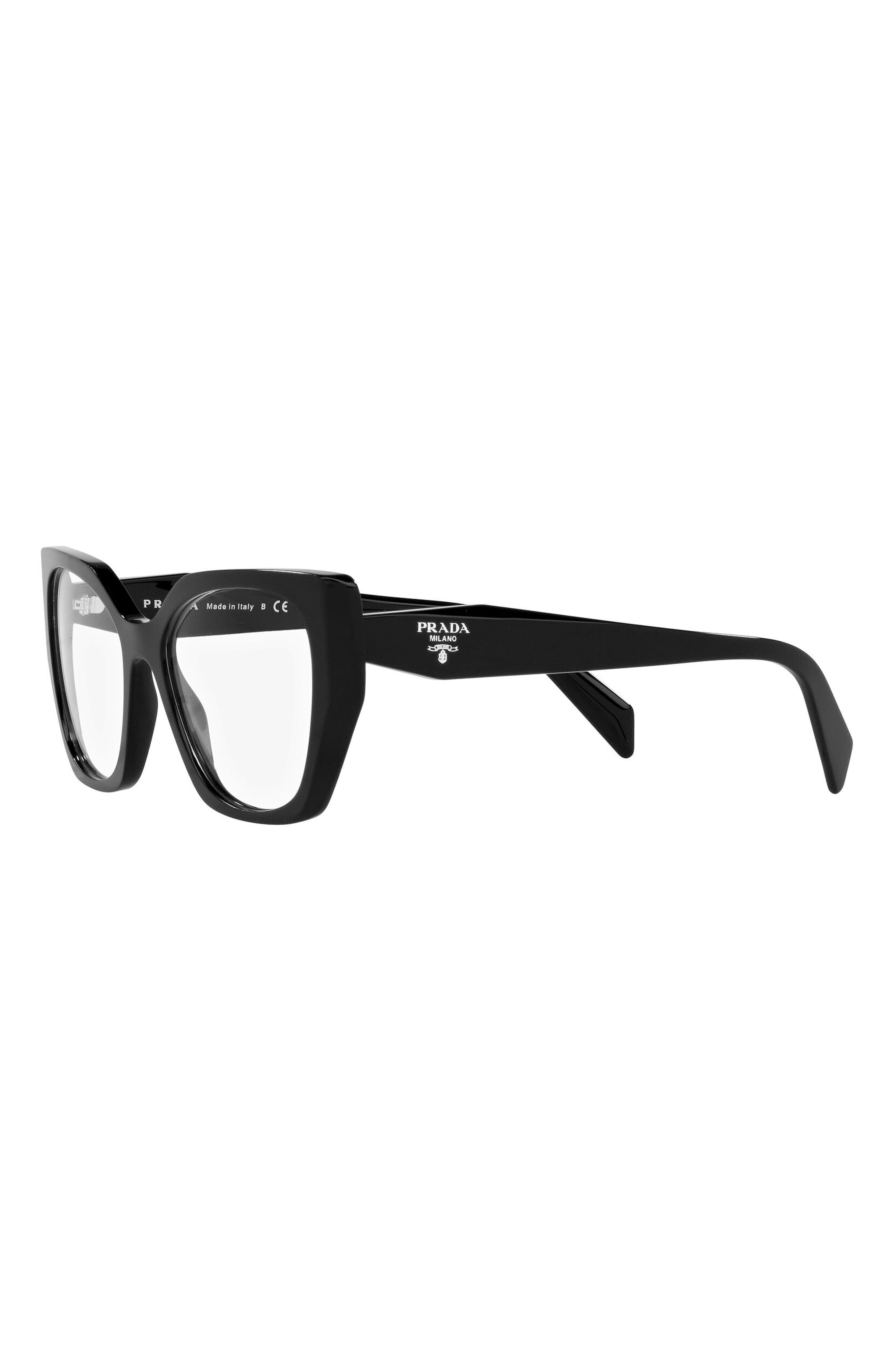 Prada 54mm Square Optical Glasses in Black at Nordstrom - 4