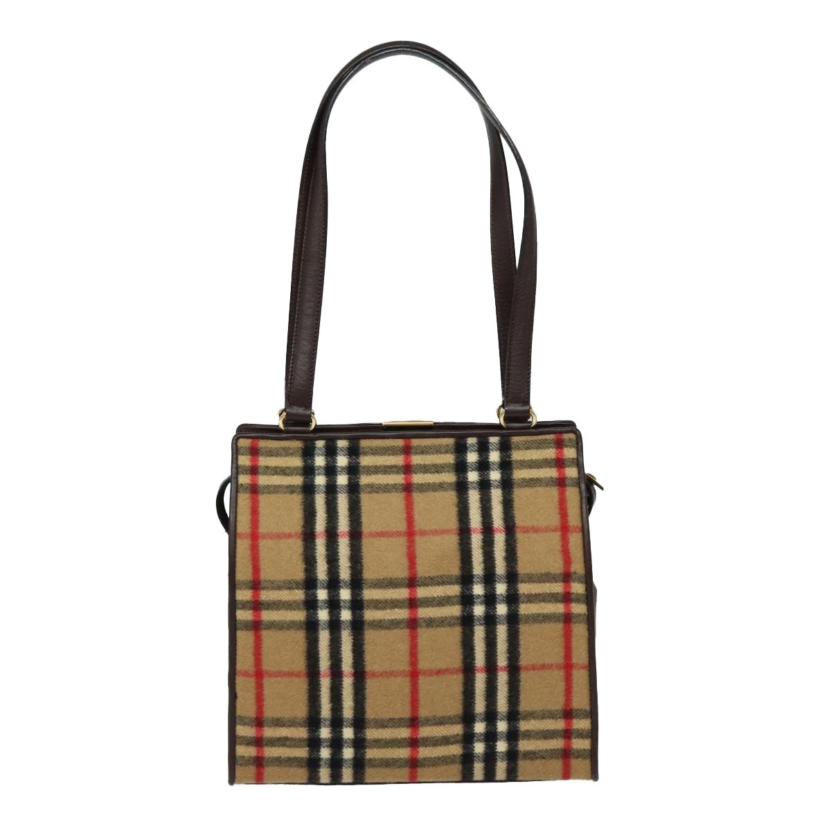Burberry Nova Check Shoulder Bag Wool Beige Gold - 2