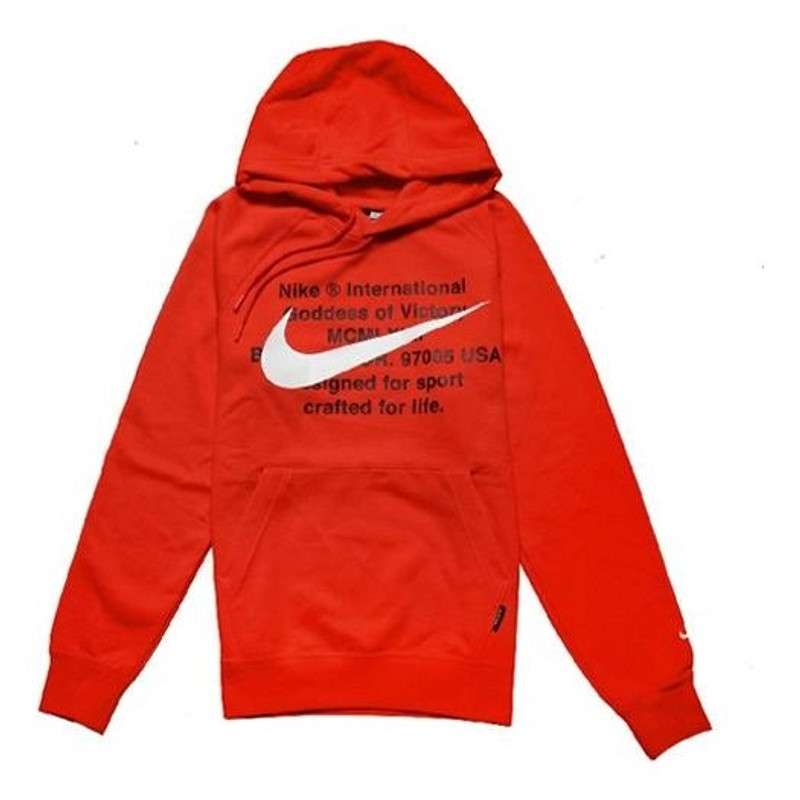 Nike Sportswear Swoosh 큰 인쇄 풀 오버 오렌지 빨간 주황색 CJ4864-891 - 1