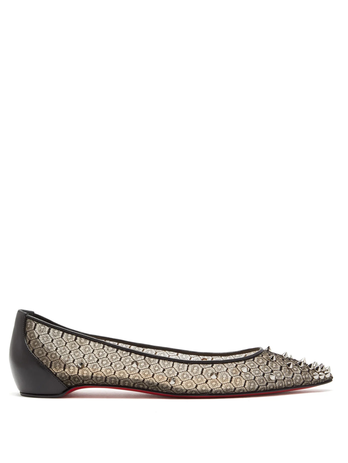 Spike-embellished lace ballet flats - 1