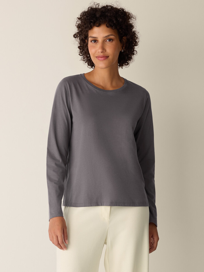 EILEEN FISHER Organic Pima Cotton Jersey Long-Sleeve Tee outlook