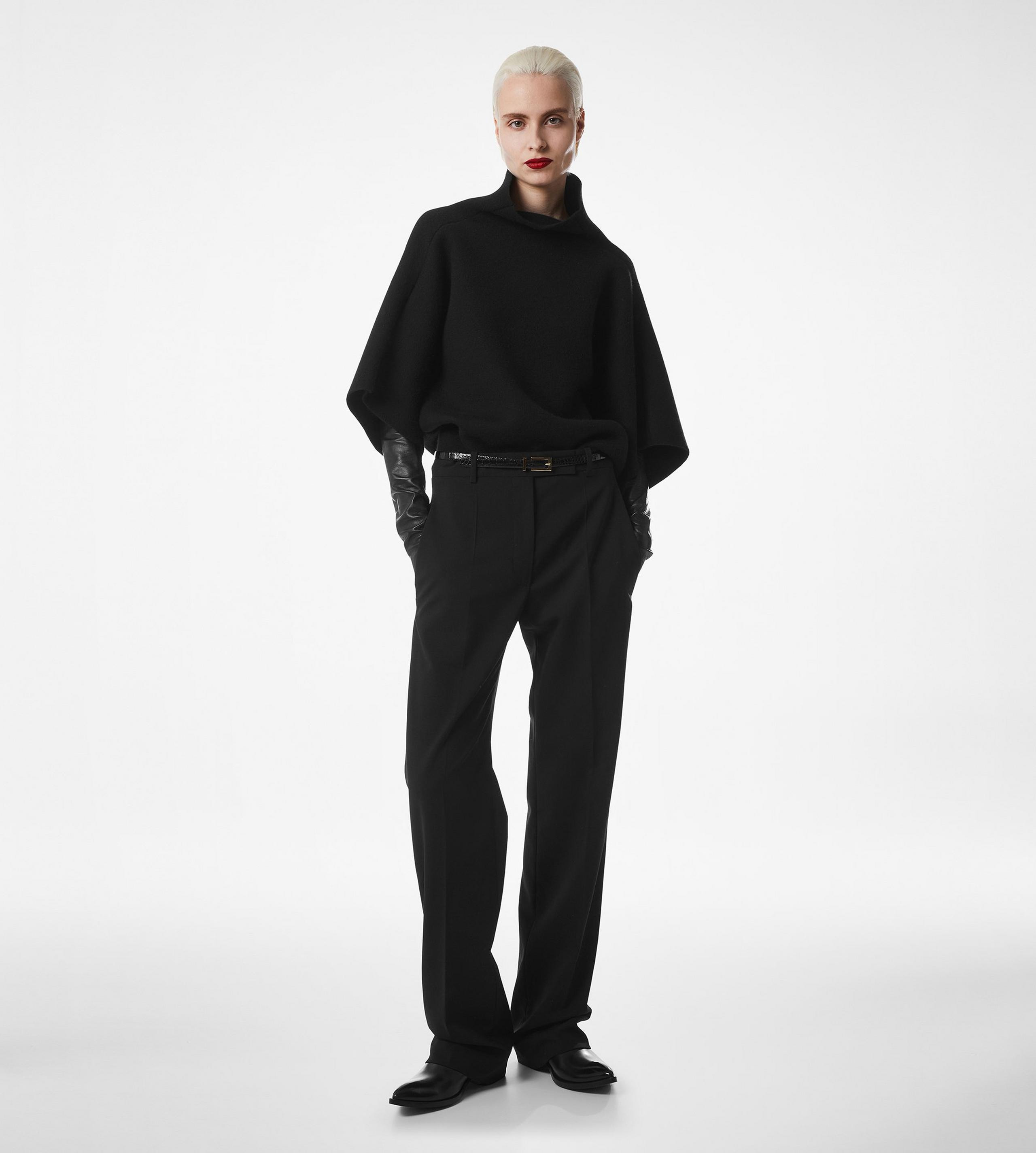 ULTRAFINE CASHMERE BLEND FUNNEL NECK SCULPTURAL T-SHIRT - 5