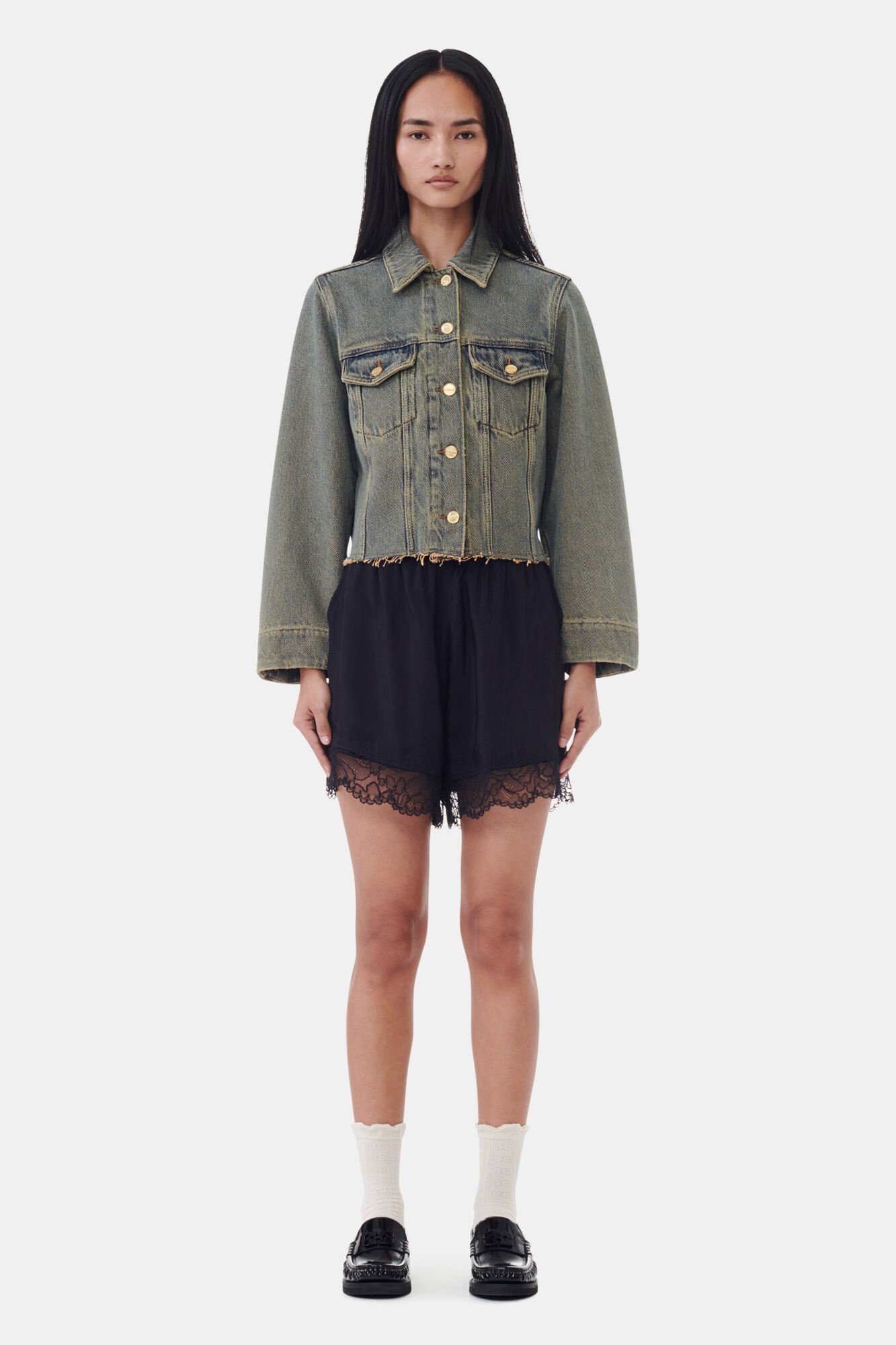 BLACK VISCOSE HABOTAI ELASTICATED SHORTS - 2