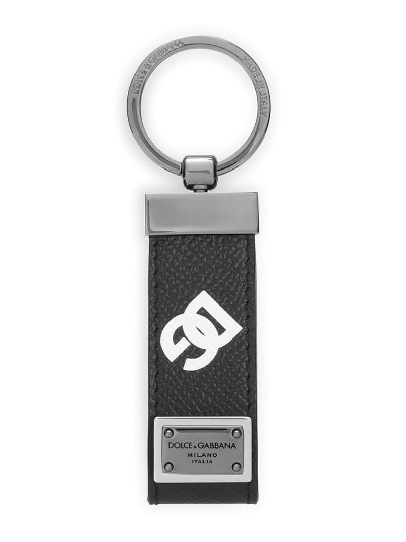 logo-print leather keychain - 1