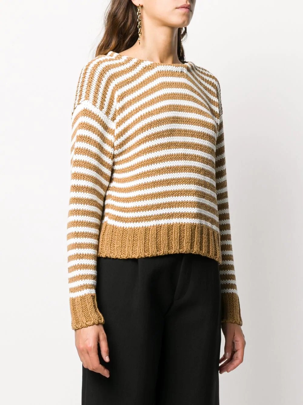 striped lace-up jumper - 4