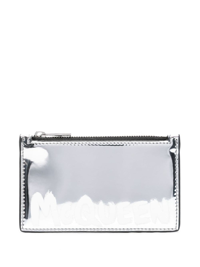 logo-print leather wallet - 1
