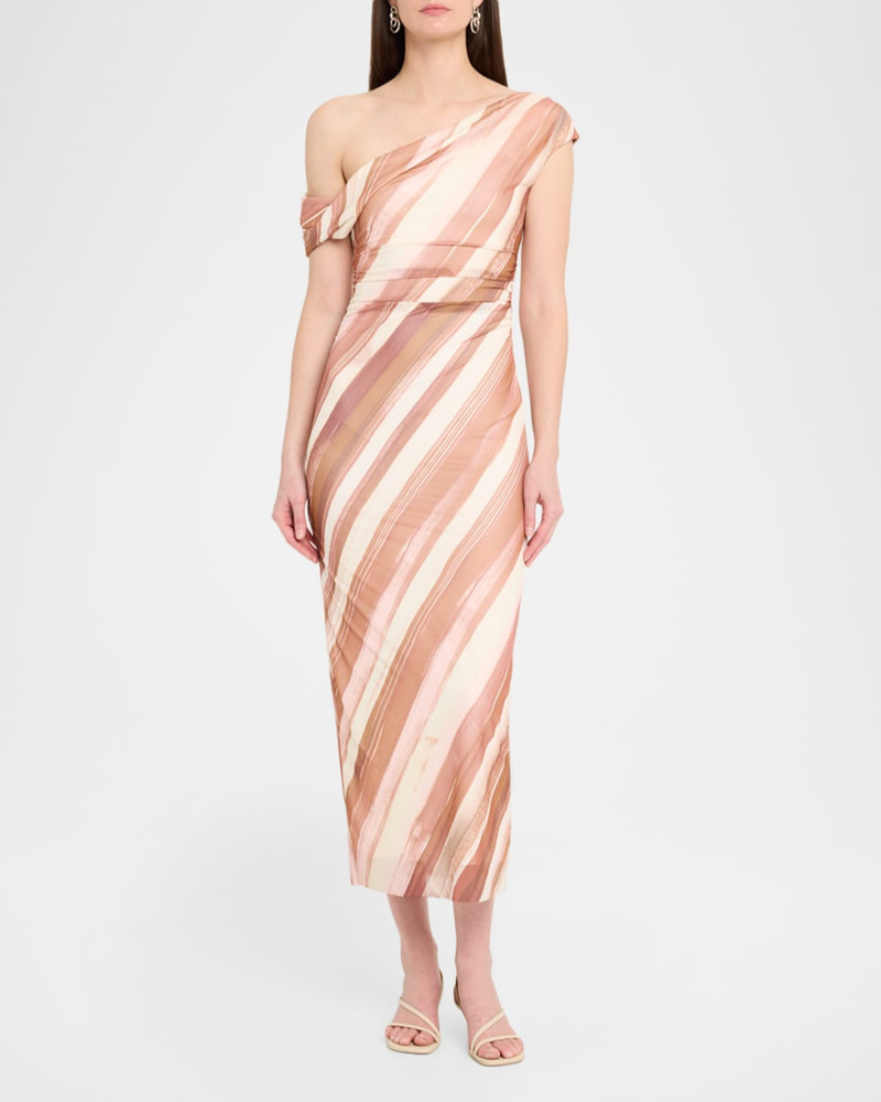 SIGNIFICANT OTHER Drew Stripe Draped Midi Dress outlook