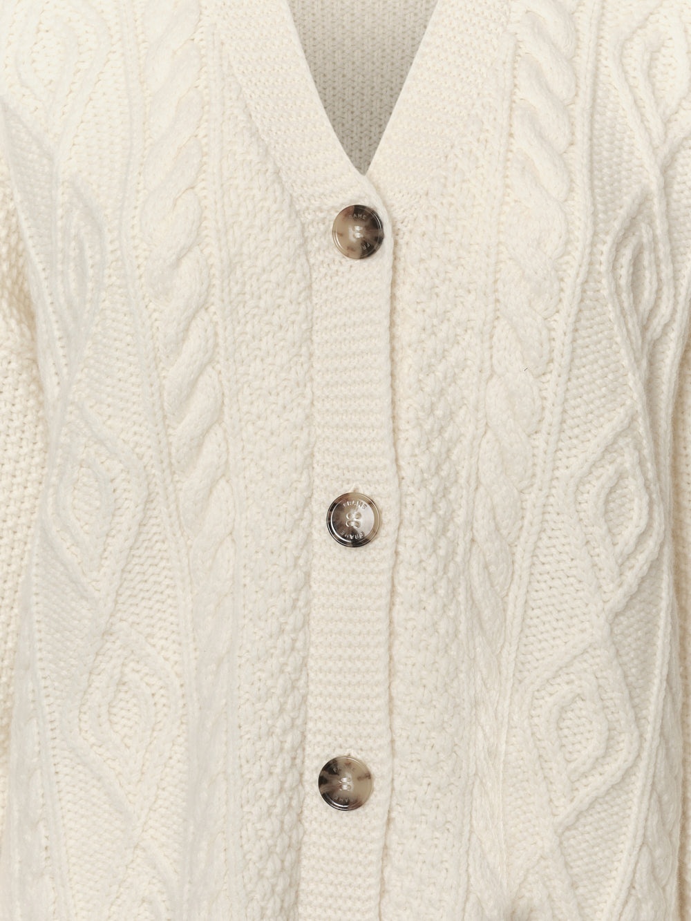 Oversized Cableknit Cardigan in Cream - 3