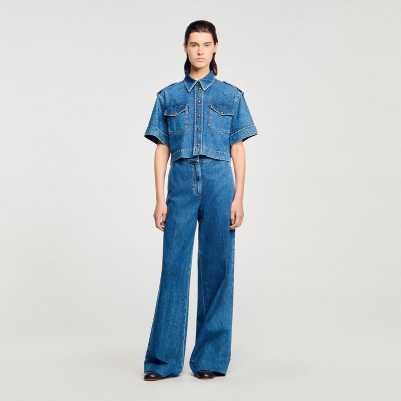 Sandro CROPPED DENIM SHIRT outlook