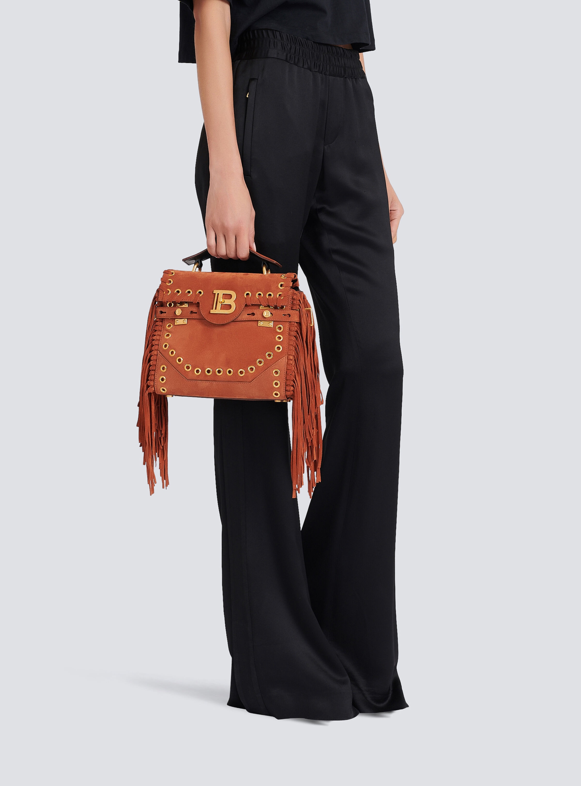 Balmain x Netflix -Fringed  suede B-Buzz 23 bag - 9