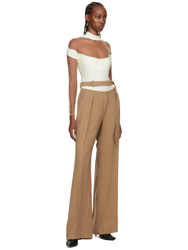MUGLER Tan Fluid Trousers outlook