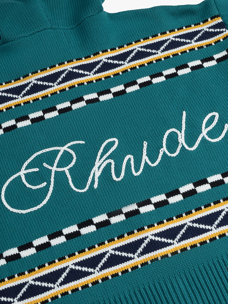 RHUDE BATEAU KNIT ZIP UP HOODIE 5