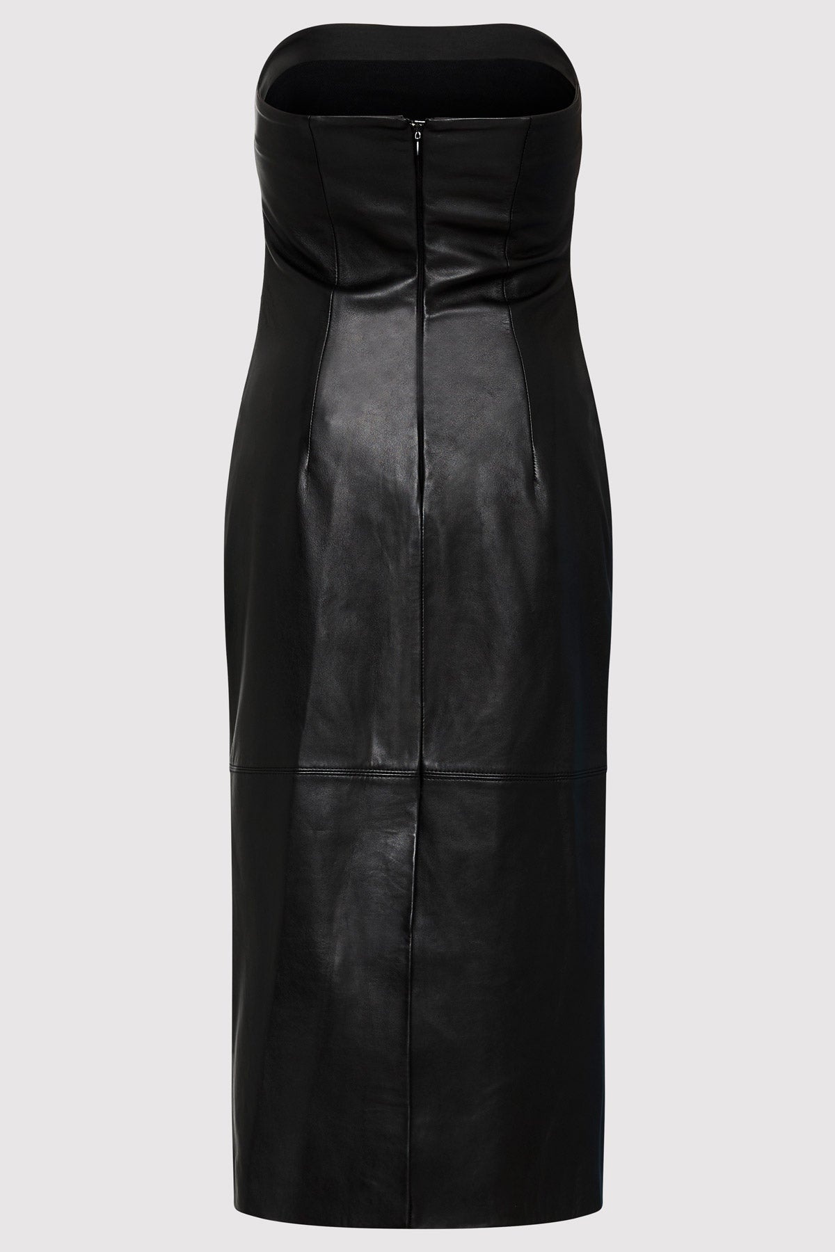 Tuck Detail Leather Dress - Black - 6