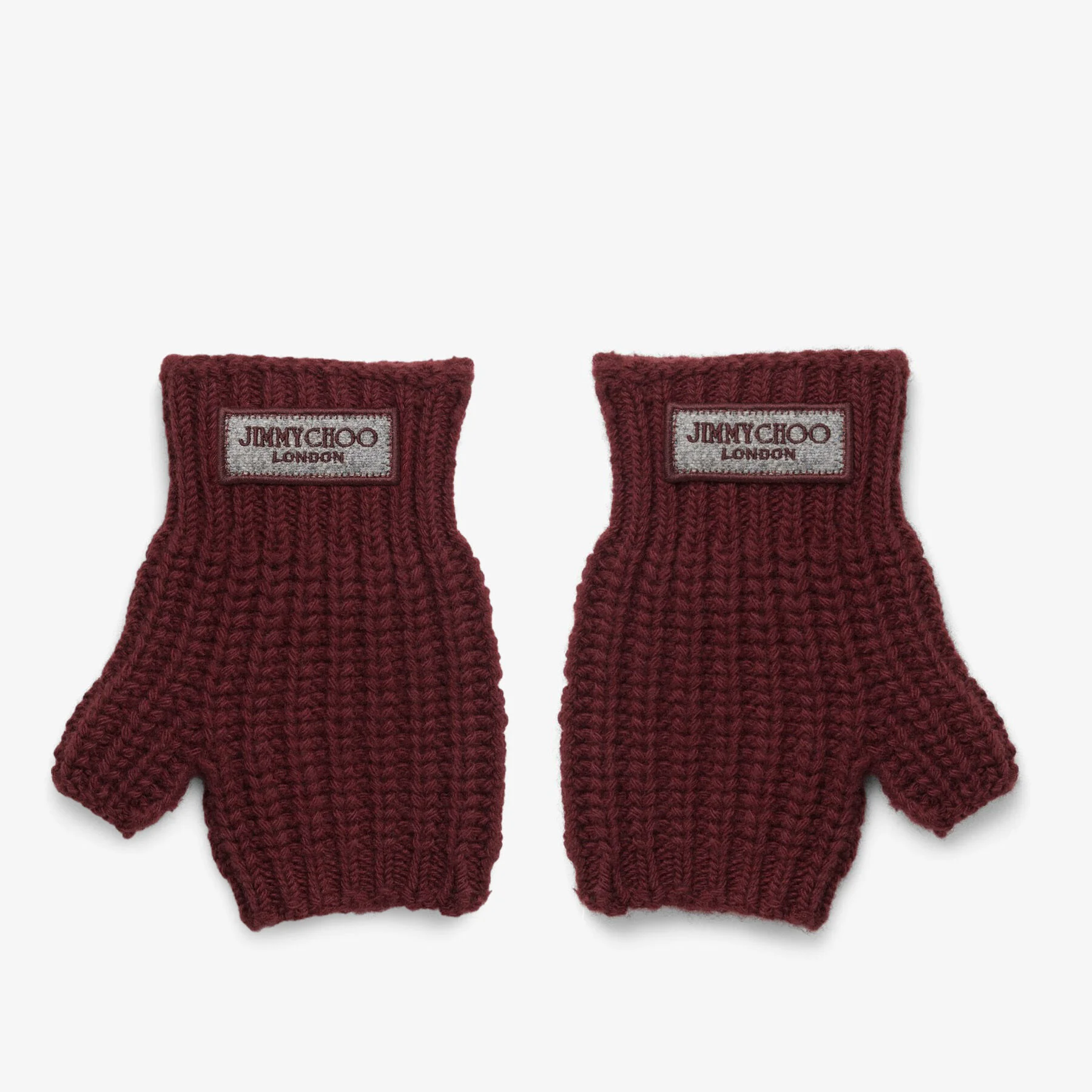 Ebe Deep Merlot Wool Fingerless Gloves - 1