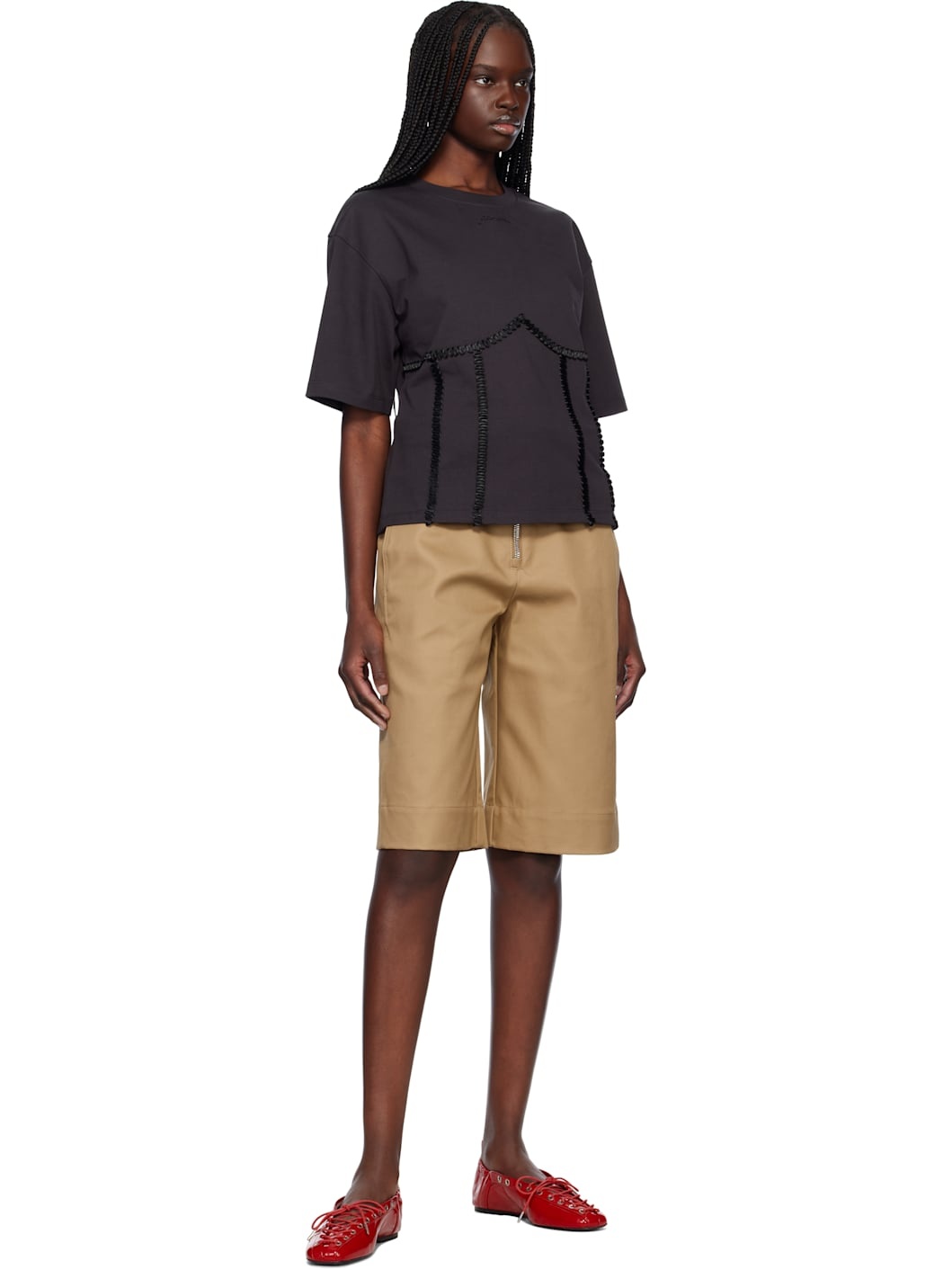 Black Cotton Tie Back T-shirt - 4