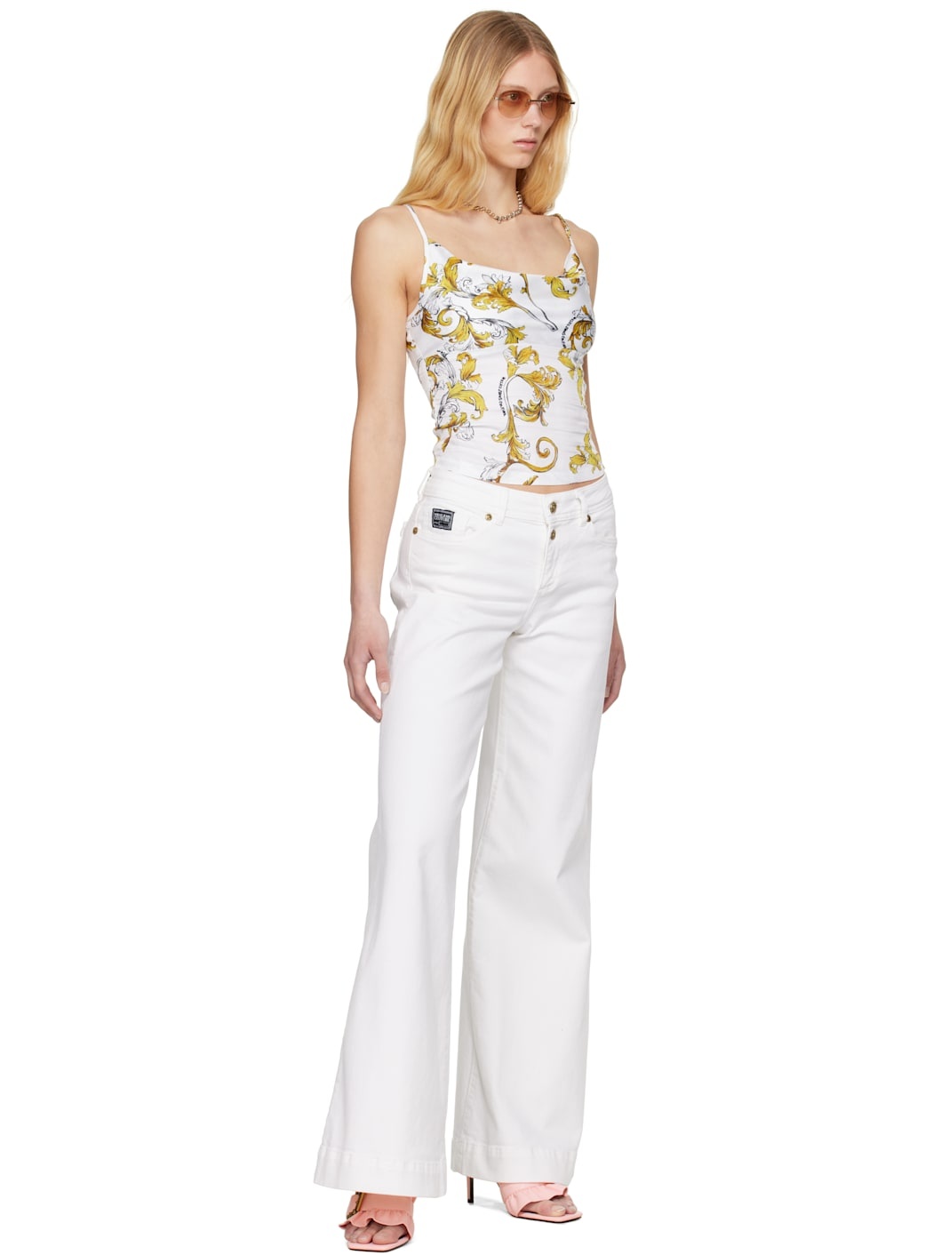 White Outline Barocco Camisole - 4