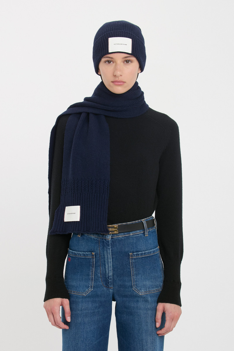 Logo Patch Scarf In Navy-Red 3