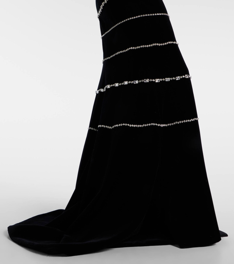 Shaula crystal-embellished cotton velvet bustier gown 6