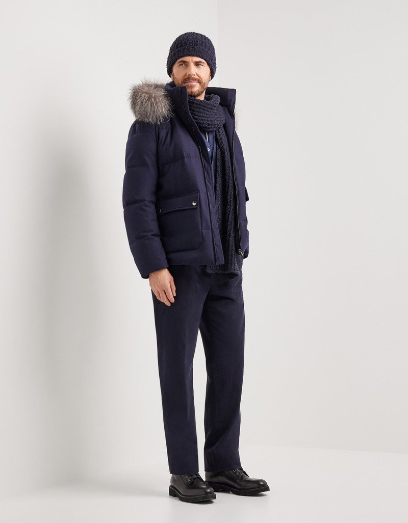 Canali BLUE CASHMERE DOWN JACKET WITH MEMBRANE AND DETACHABLE HOODIE outlook