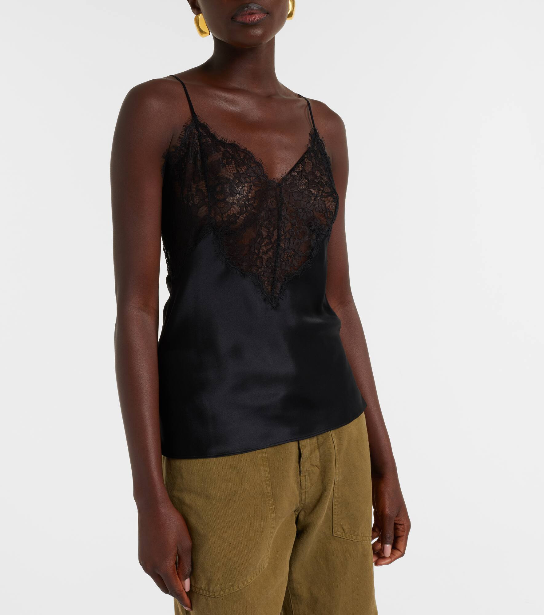 Mabelle lace-trimmed silk satin camisole - 5