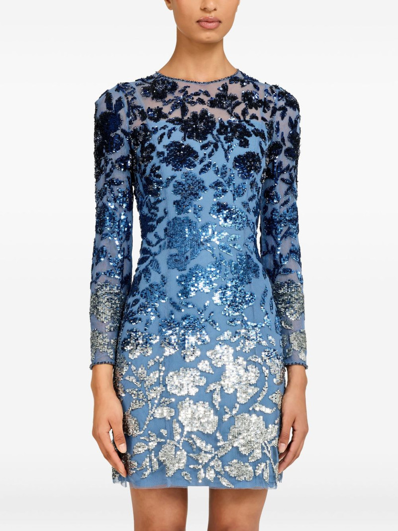 JENNY PACKHAM Jazz sequin-embellished floral-pattern mini dress outlook