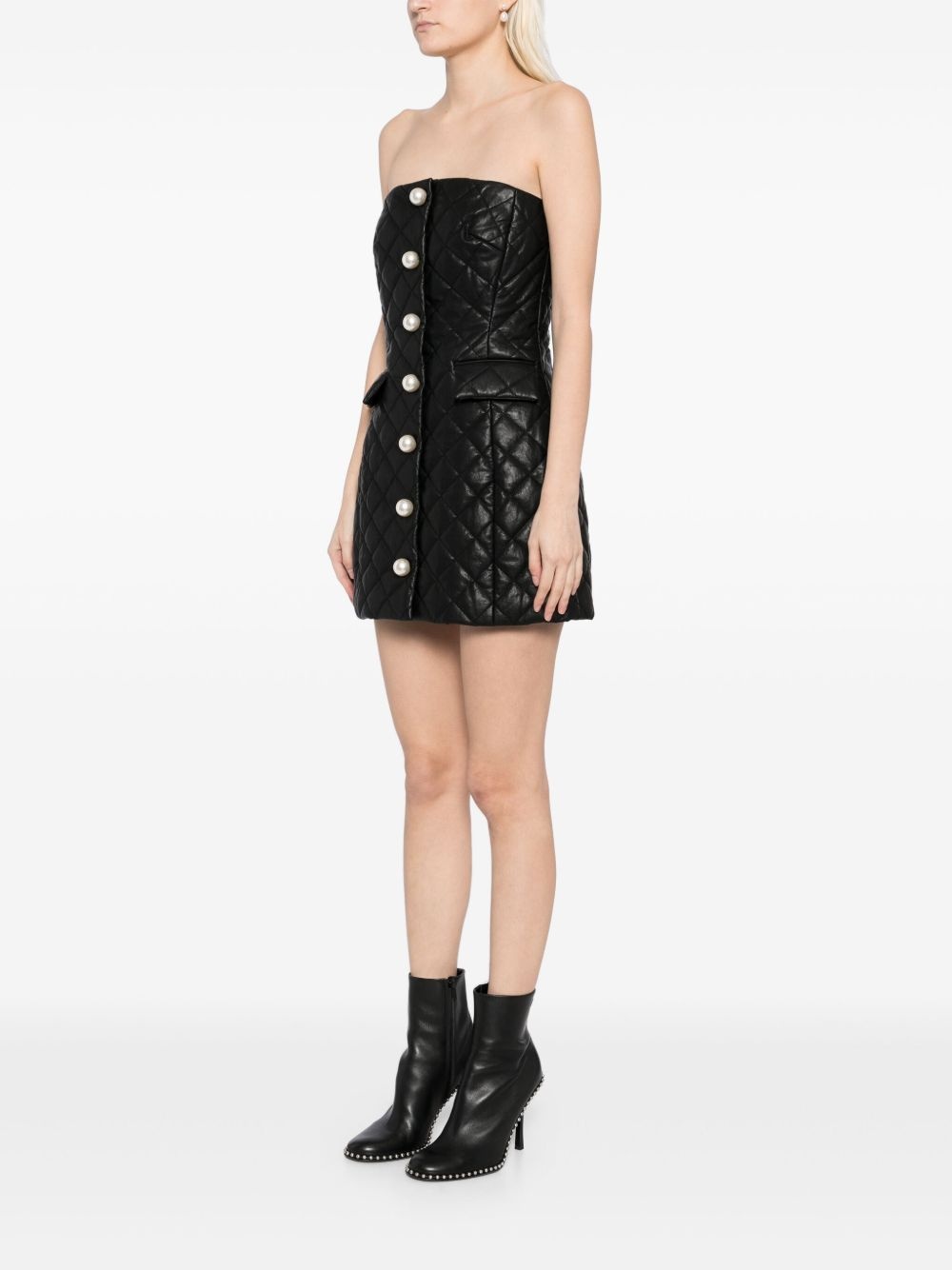 pearl button quilted dress - 3
