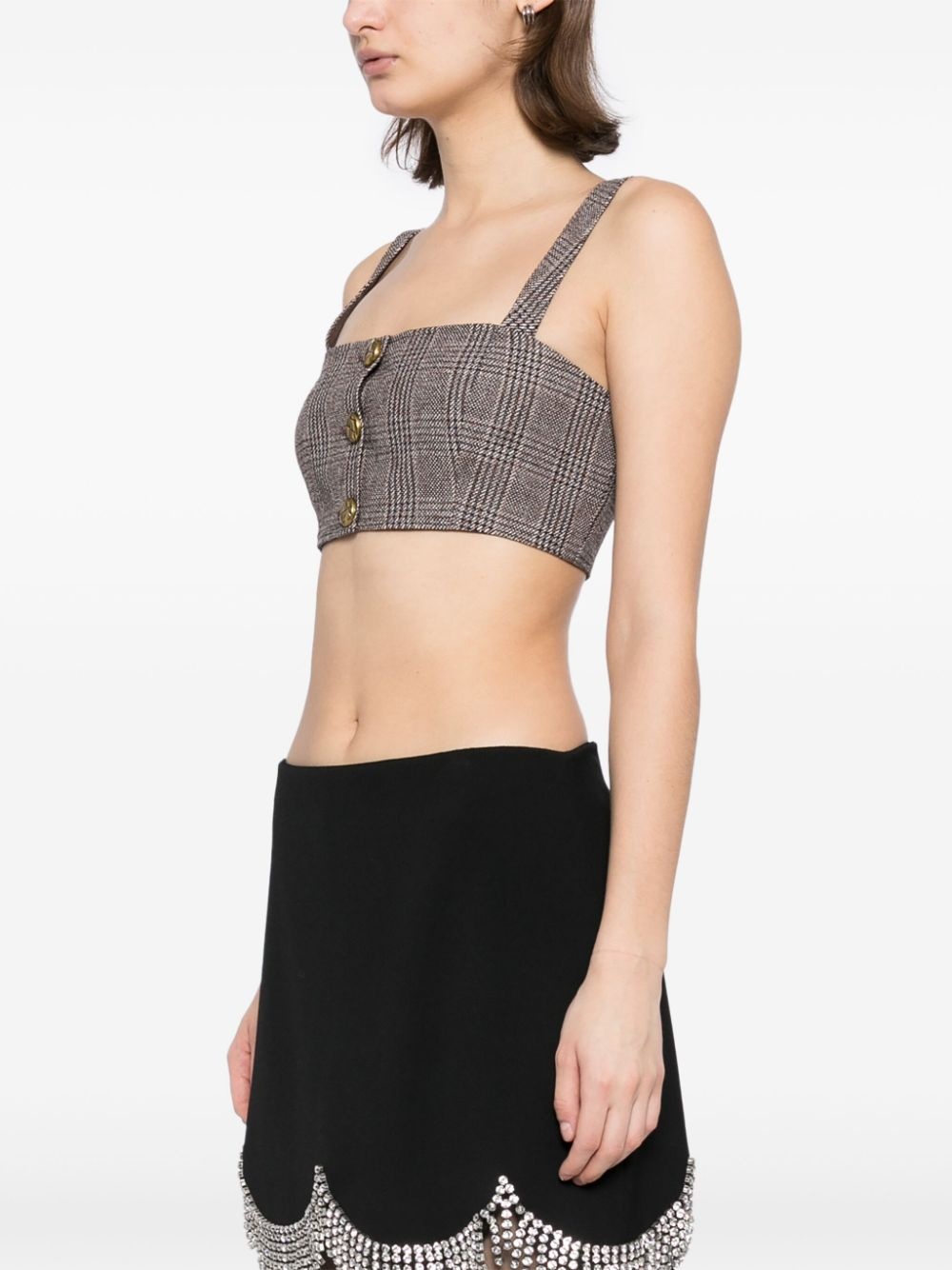 checked cropped top - 3