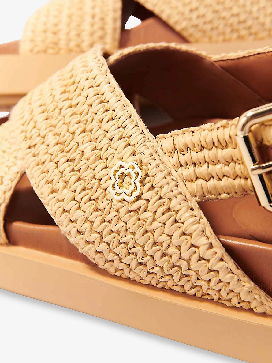 Raffia-Effect Flat Sandals - 5