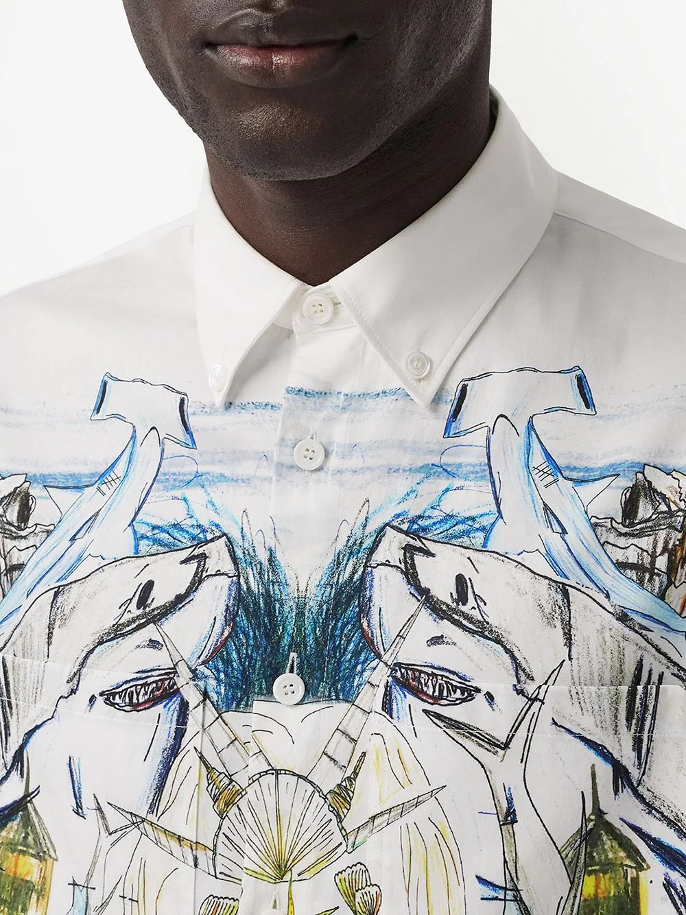 marine sketch-print shirt - 5