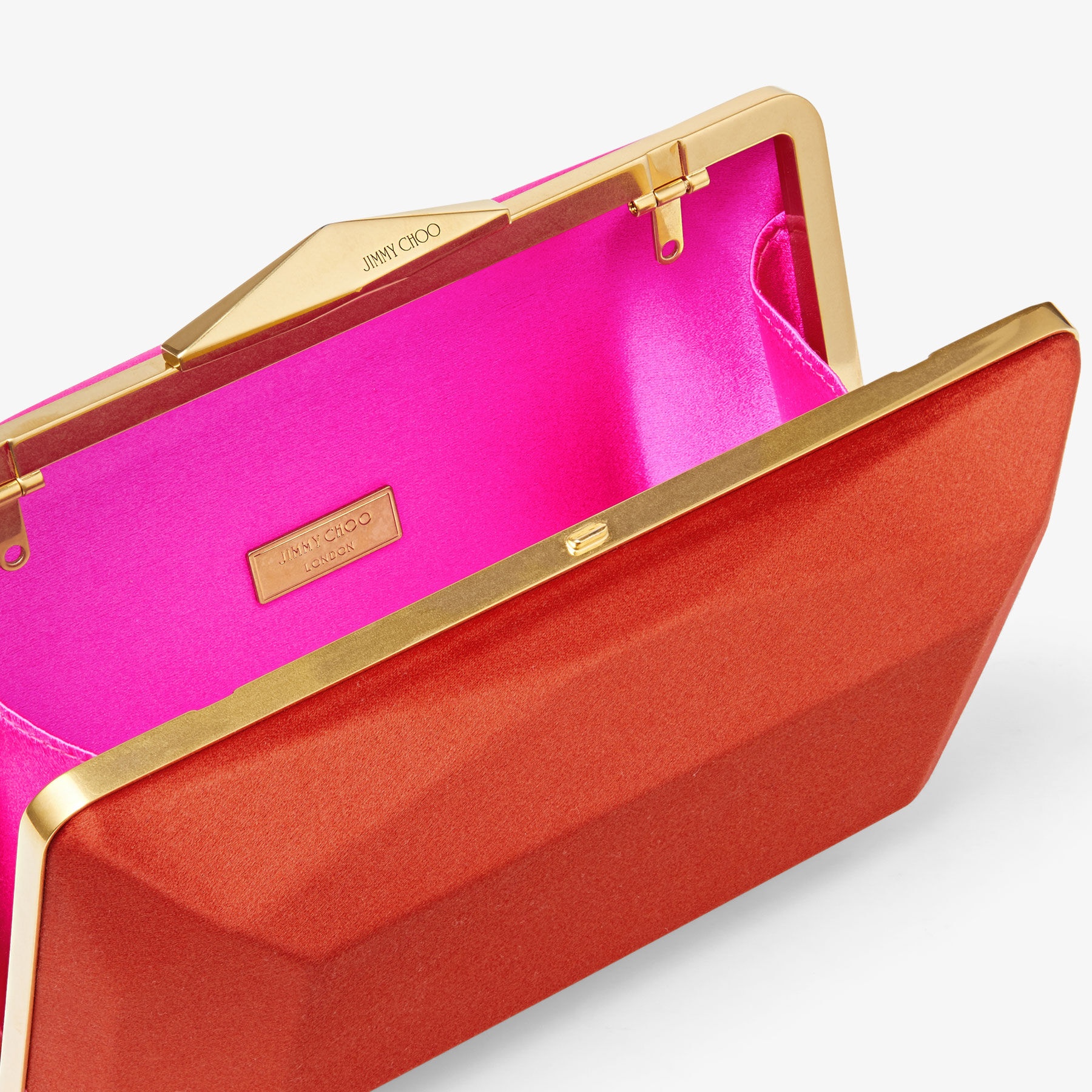 Diamond Box Clutch
Fuchsia and Paprika Satin Box Clutch Bag - 5