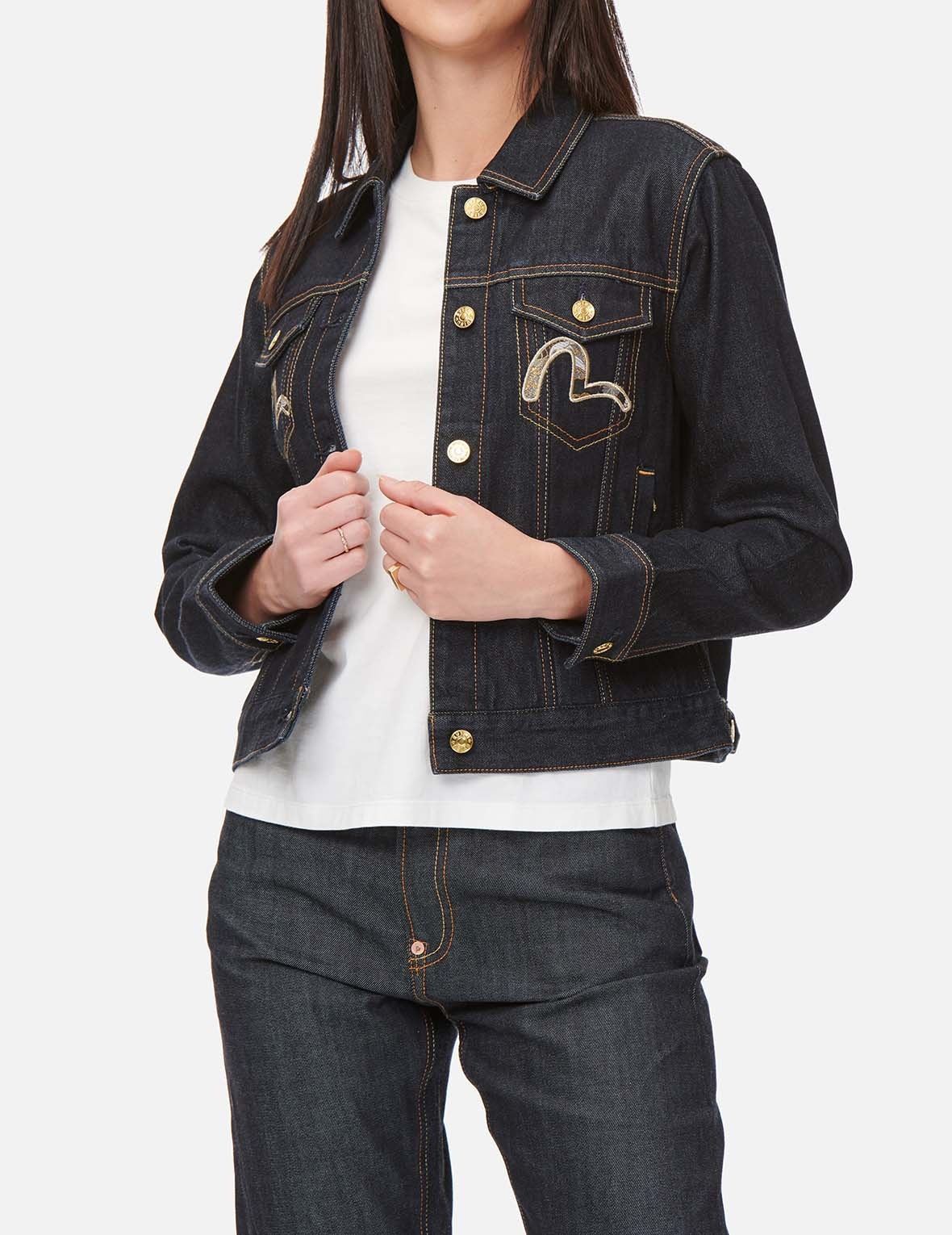 CRANE GRAPHIC EMBROIDERED DENIM JACKET - 3