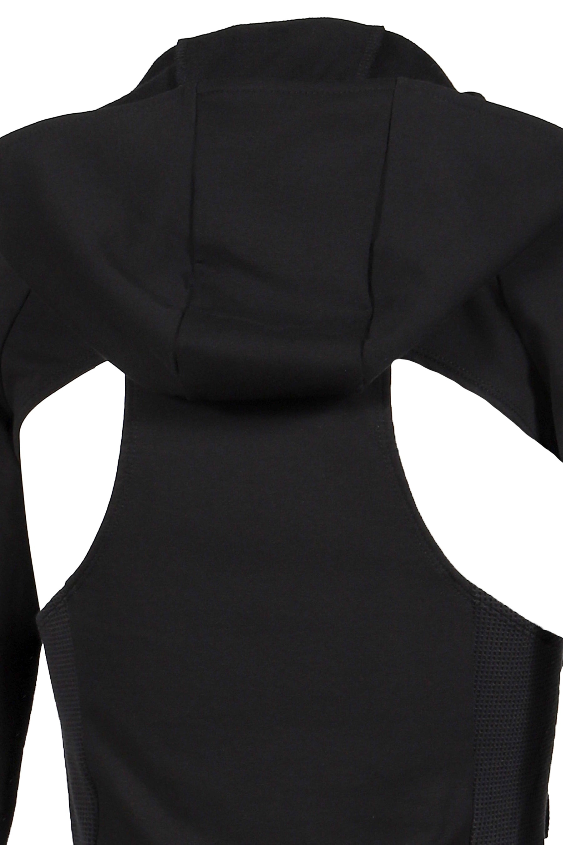 HOODED ASYMMETRIC ZIP TOP / BLK - 5