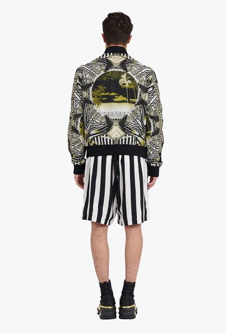 Nylon bomber jacket with multicolor print - 3