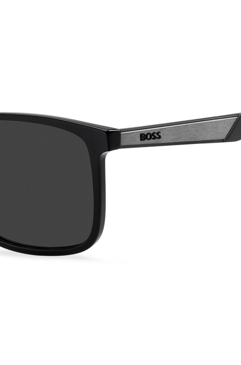 BOSS TEMPLE-LOGO SUNGLASSES IN BLACK ACETATE outlook