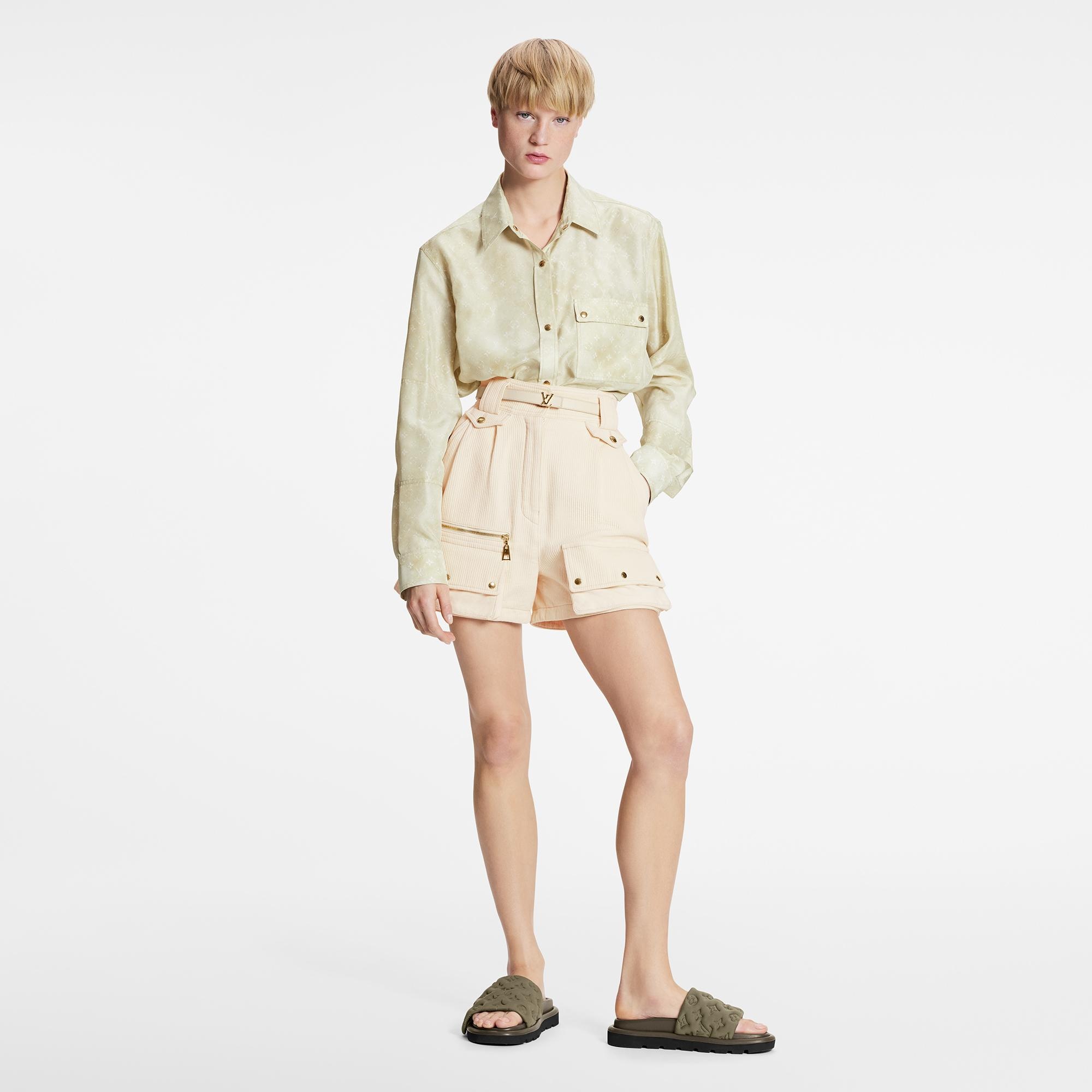 Ribbed Denim Safari Shorts - 2