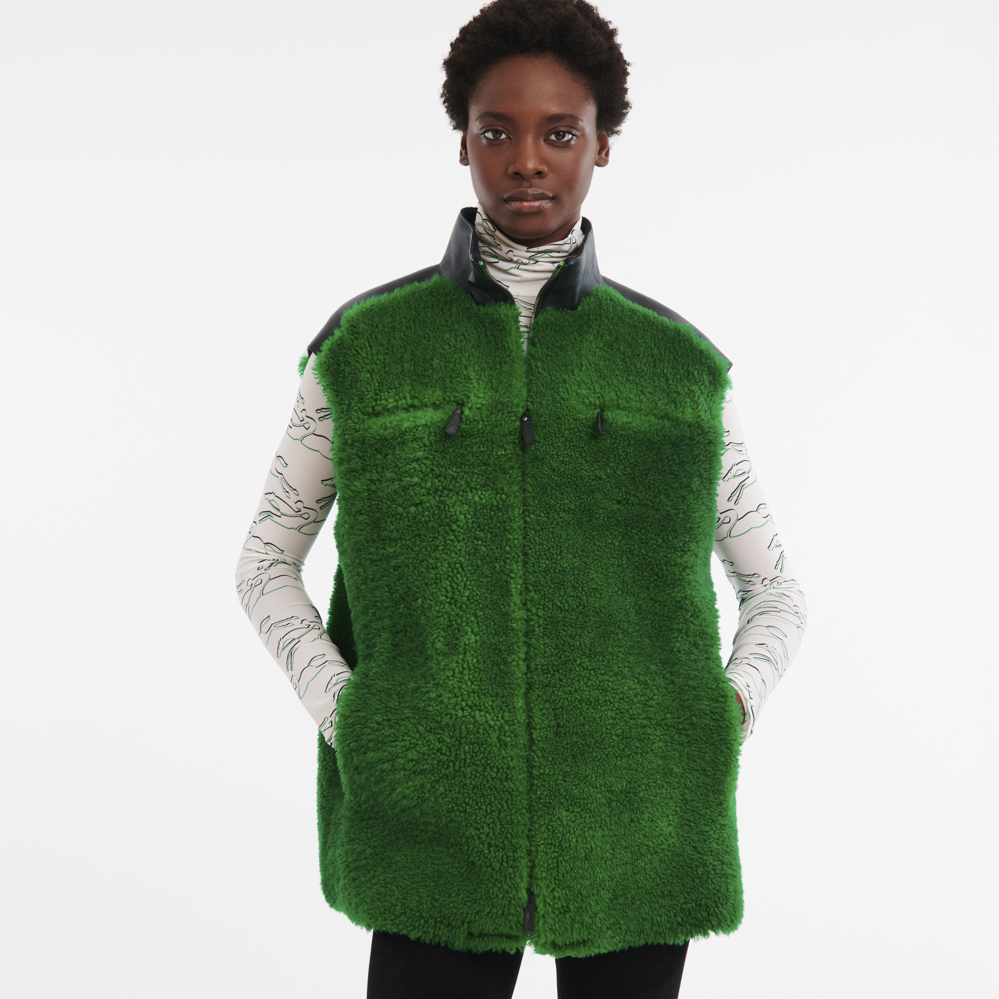 Fall-Winter 2023 Collection Sleeveless cardigan Lawn - Leather - 3