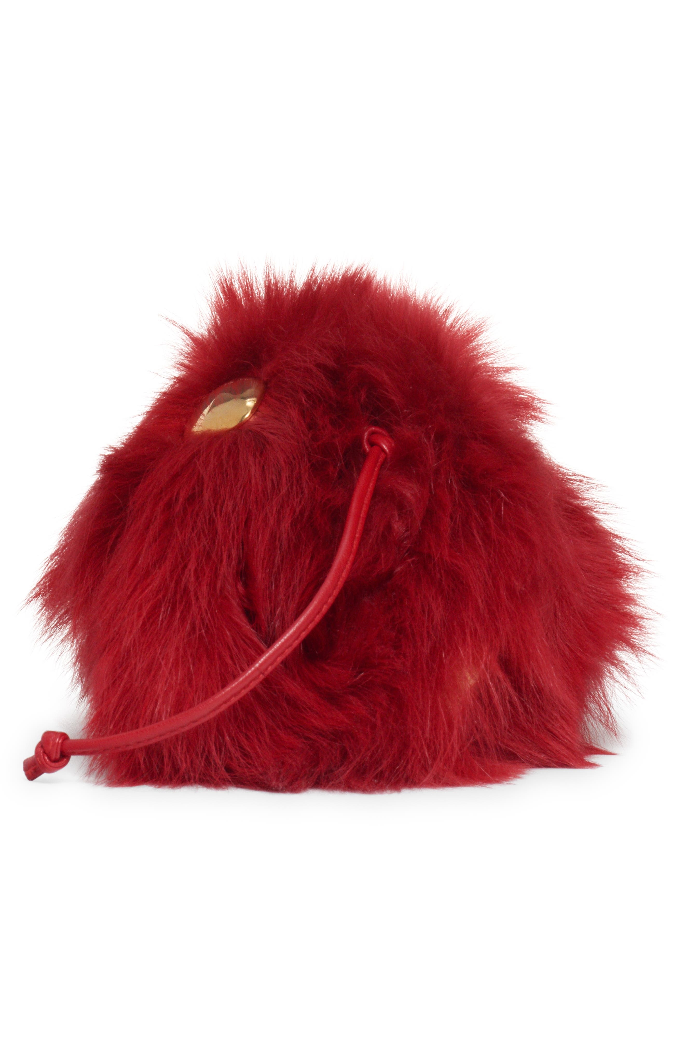 Mini The Pouch Stud Embellished Genuine Shearling Clutch - 5