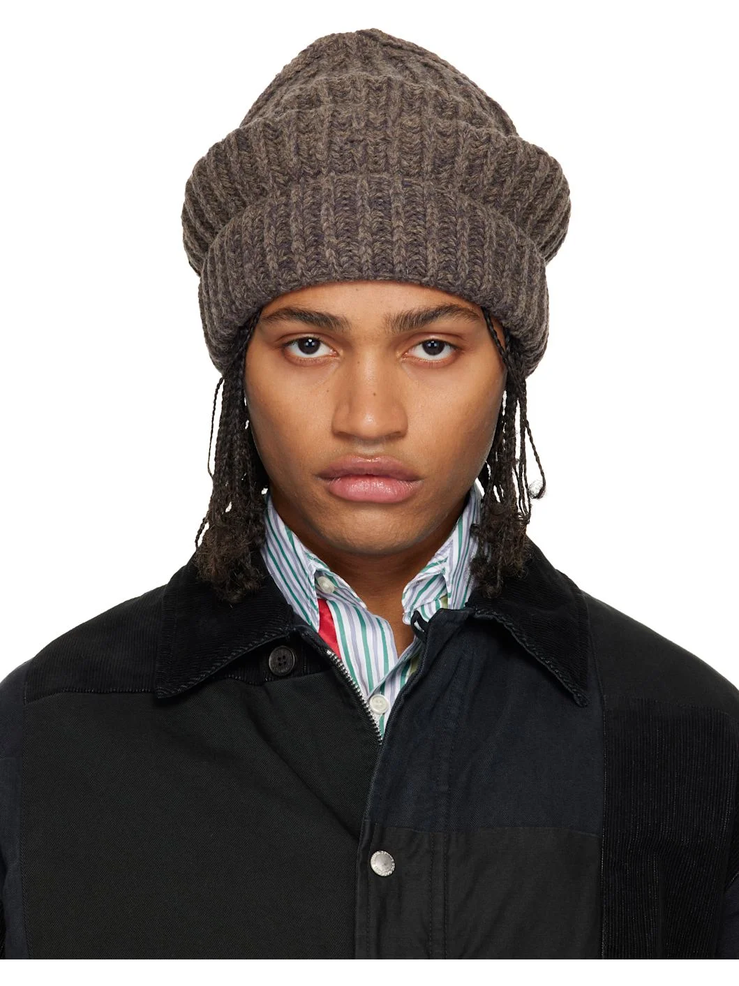 Brown Rib-Knit Beanie - 1