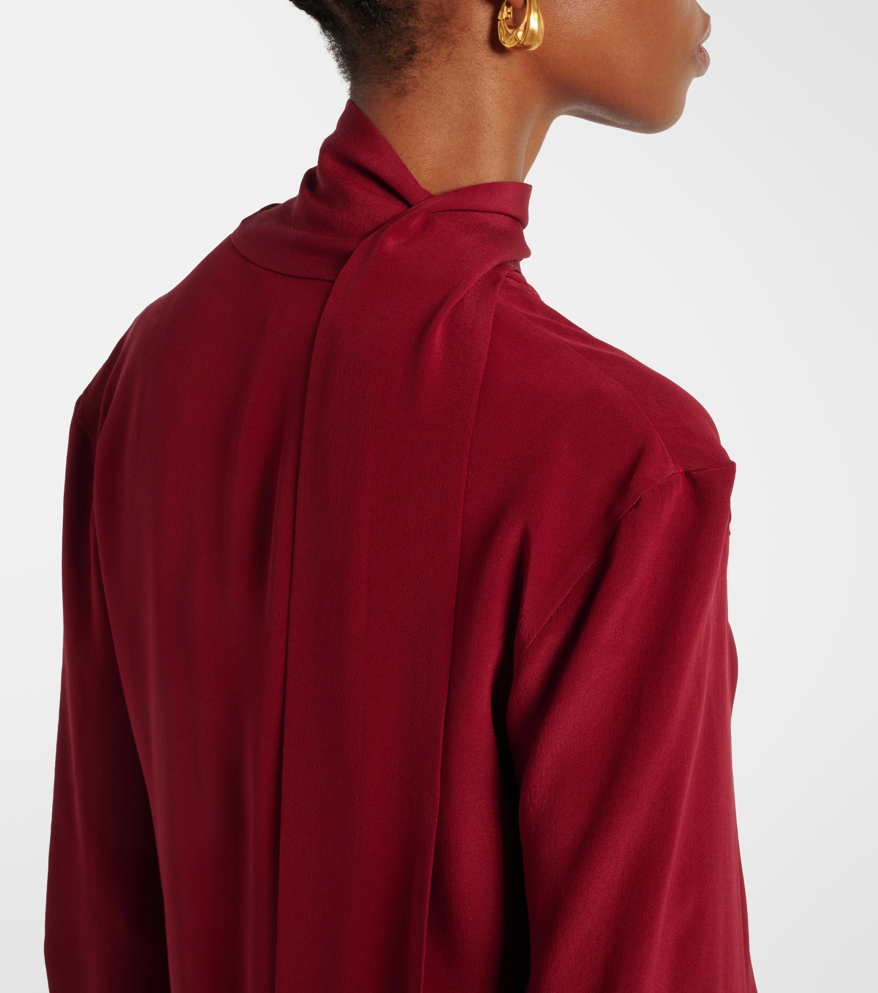Scarf-detail silk blouse - 7